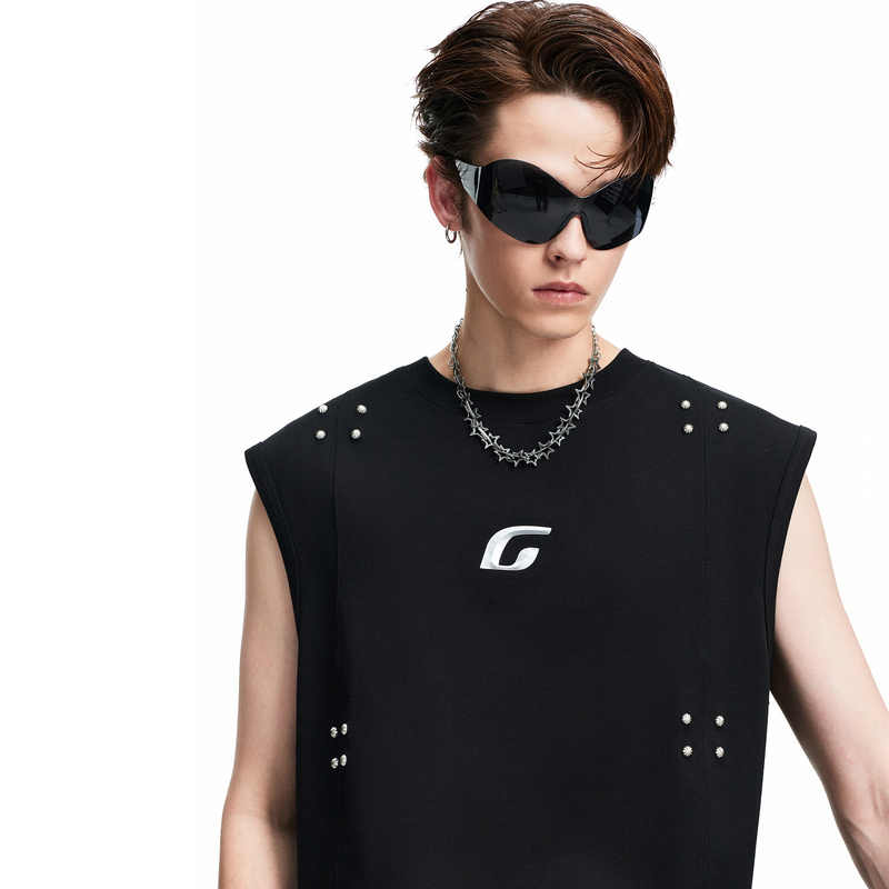 Czpf Original* Hardcore Dark Tech Style Studded Sleeveless Men's Vest American High Street Fashion Brand Tank Top Summer