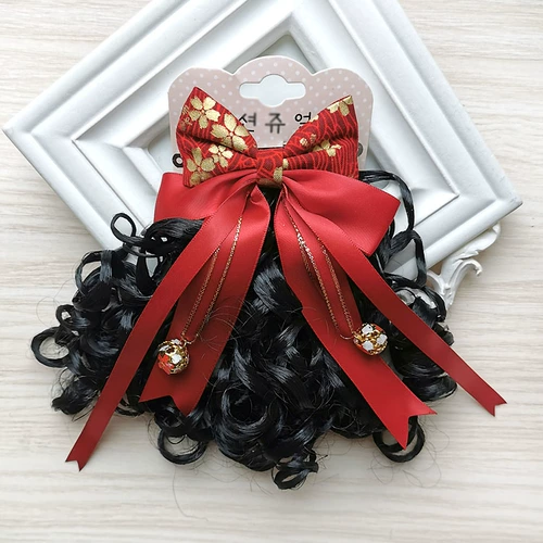 Детский парик, аксессуар для волос, кудрявый милый хвостик, заколка для волос с бантиком для принцессы