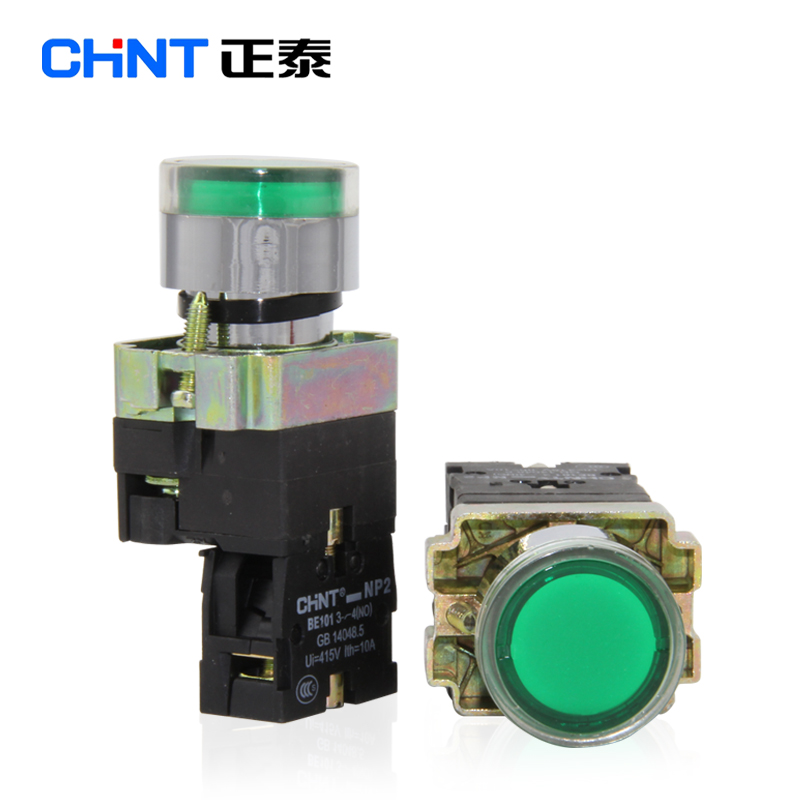 Zhengtai NP2-BW3361 metal head with lamp button 1 evergreen LED 220V
