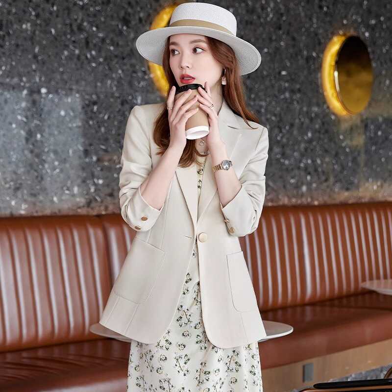 Off-White Blazer for Women, Spring 2025 New Style, Spring and Autumn, Petite, High-End Feel, Spring Wear, Women's Casual Suit