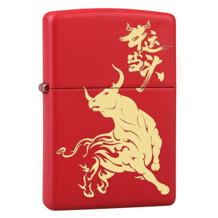 Original Clothing ZIPPO Lighter Red Matt Lacquer 233 Fine Engraving Bull Run When Head Hundreds Foto Shake Money Tree Red Light Lacquer 21063
