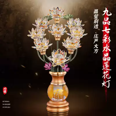 Buddha front lamp led household lotus lamp colorful crystal for Buddha lamp nine-pin Crystal Buddha Hall plug-in Lotus lamp
