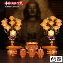 Glazed Buddha supplies for Buddha set led colorful crystal lotus lamp Buddha Guanyin home ornaments