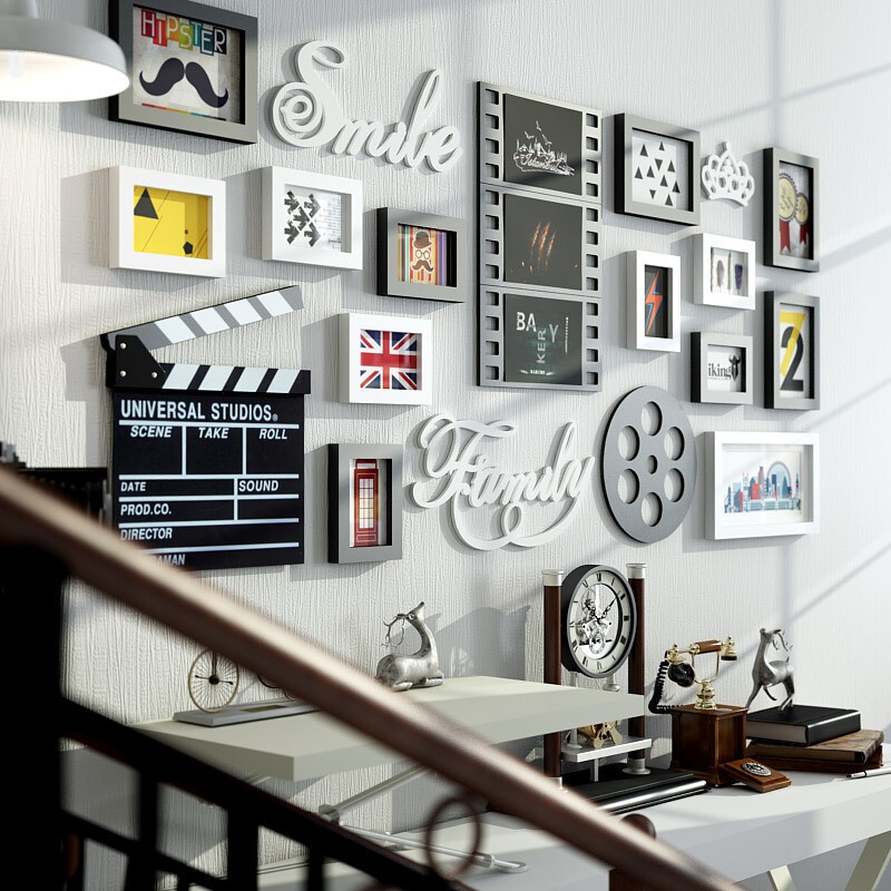 Tiktok Cinema Decorative Painting, Film Photo Frame Combination, Wall-Mounted Director's Board, Creative Photo Wall, Solid Wood Simple Picture Frame