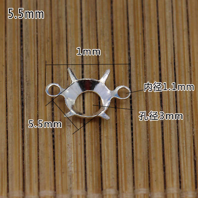 925 silver can be set zirconium diamond accessories Double ring four claws not inlaid zircon silver accessories Smart double ring connection diy accessories