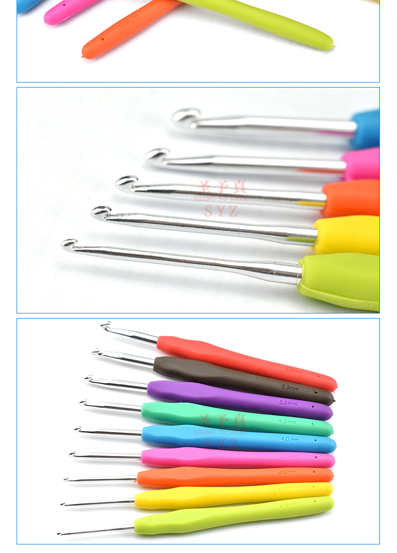 móc công cụ trong gia đình móc đan thiết lập gói tài liệu Tự tay mềm kim nắm đan crochet - Công cụ & vật liệu may DIY chỉ khâu