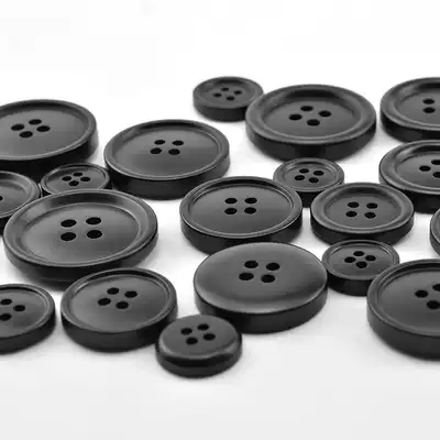 Button round black women's coat woolen coat button resin black matte suit buckle dress button Joker