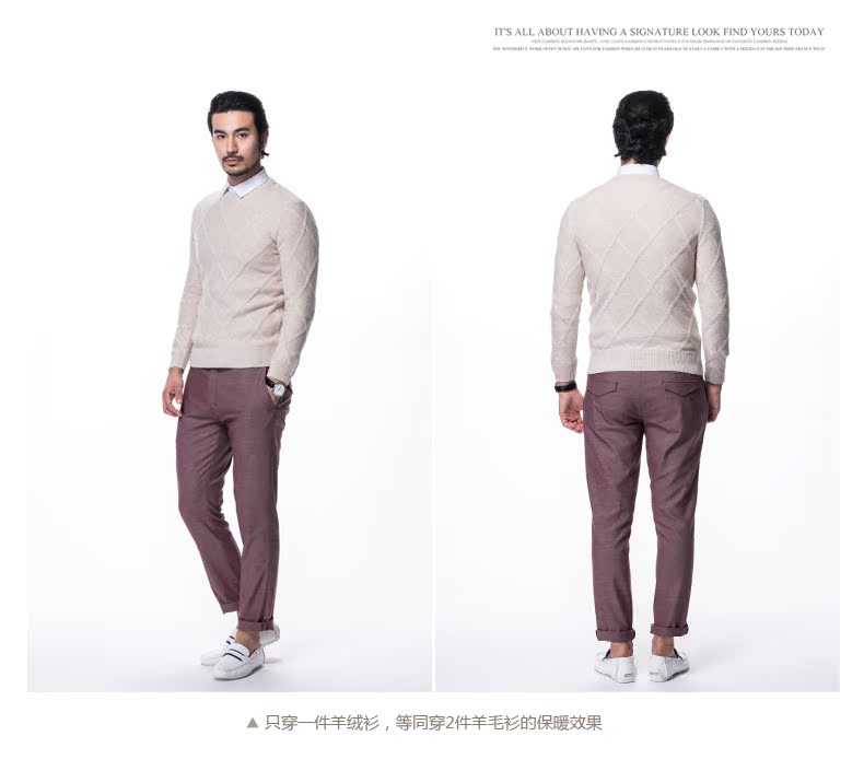 Ossie nam mùa thu đông kinh doanh màu rắn trùm đầu chạm đáy áo len dày cashmere áo len nam tinh khiết cashmere áo len nam thời trang