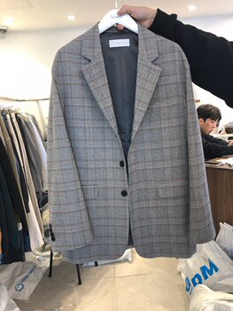 Dongdaemun ເກົາຫຼີ ການຊື້ retro Prince of Wales plaid suit loose suit jacket for men