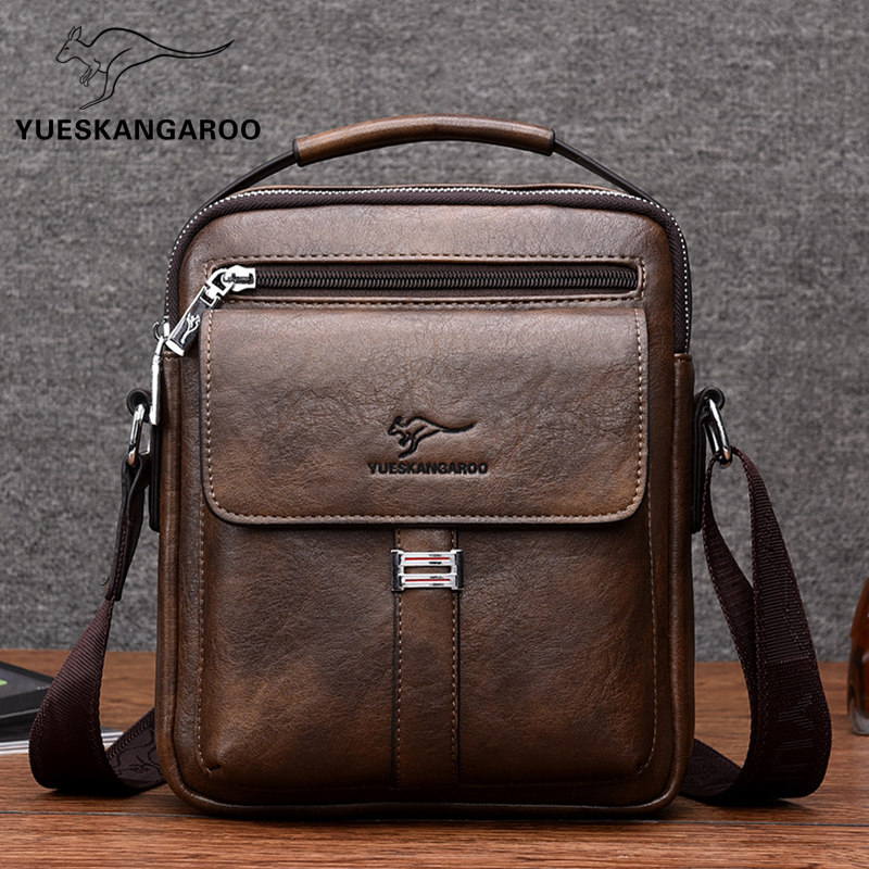 Mike Kangaroo Men's Single Shoulder Bag Leather Casual Small Bag Business Little Handbag Multi-function Large Capacity Bag