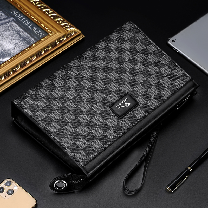 Treasure Tearoom Kangaroo Hand Grab Bag Men Genuine Leather Texture Light Extravagant Business Envelope Bag Large Capacity Casual Clip Pack 2021 New