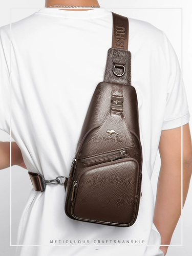 Кенгуру, нагрудная сумка, кожаная сумка через плечо, мужская сумка на одно плечо для путешествий, из натуральной кожи