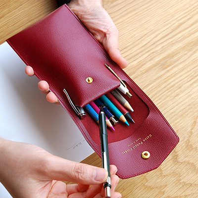Korea Plepic high-value leather pencil bag Advanced sense student office men and women simple ins net red stationery bag
