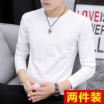 2021 new mens T-shirt long sleeve base shirt autumn clothes pure cotton body shirt fashion clothes solid color interior