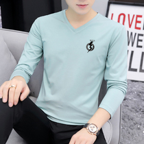 Cotton spring mens long sleeve T-shirt base shirt 2021 New body clothes on the trend inside wear underwear INS