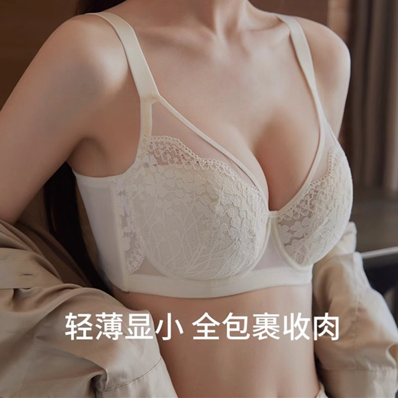 Full Cup Intimates for Women, Thin, Big Breasts, Sexy, Pure Lust, Lace, Large Size Bra, Push-Up Bra, Summer