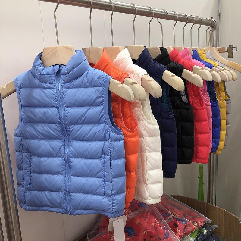 Lala Lightweight down Vest for Older Children, Boys and Girls, Autumn and Winter, Sizes 110-170, Thin White Duck down