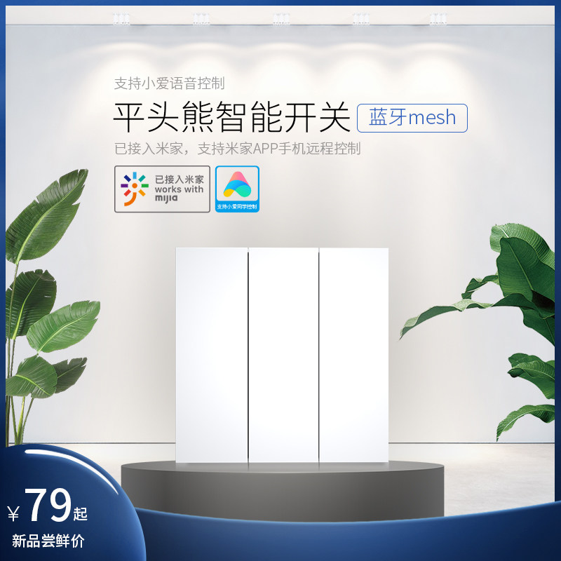 Small IoT Love APP Bluetooth Mesh Single Fire Key Smart Switch Panel Little Love classmate Language Control Waiver