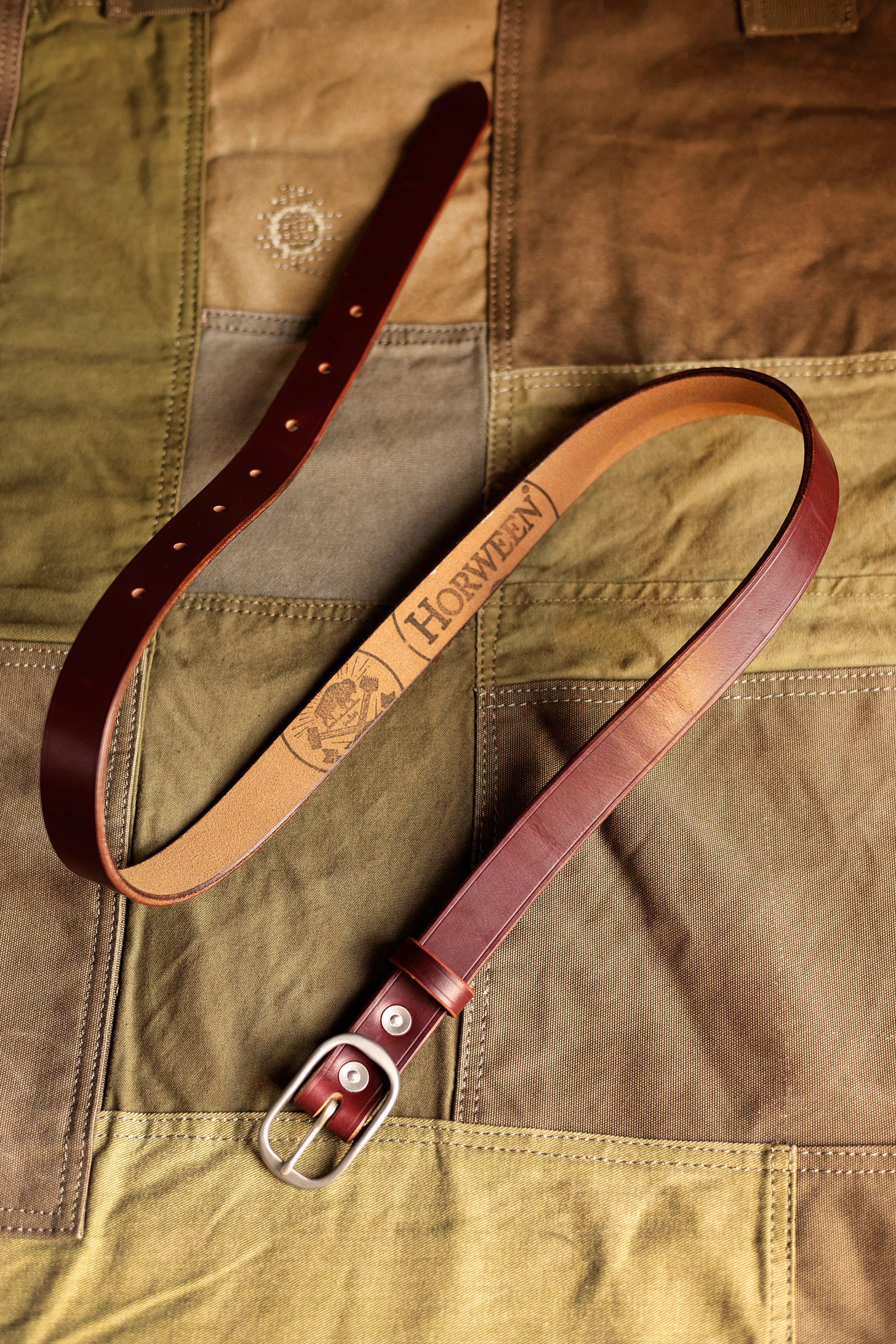 American Horween tea Wax waxed top layer cowhide narrow unisex belt - Belts - Genuine Leather Multicolor