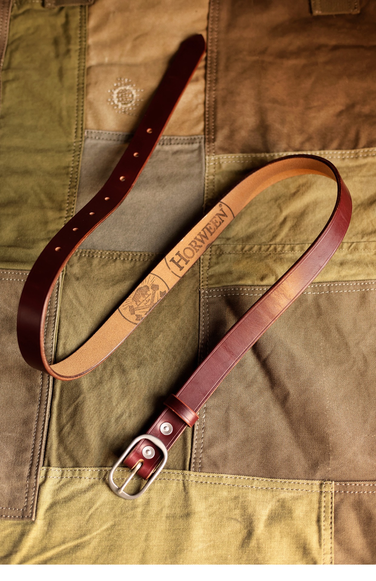 American Horween tea Wax waxed top layer cowhide narrow unisex belt - Belts - Genuine Leather Multicolor