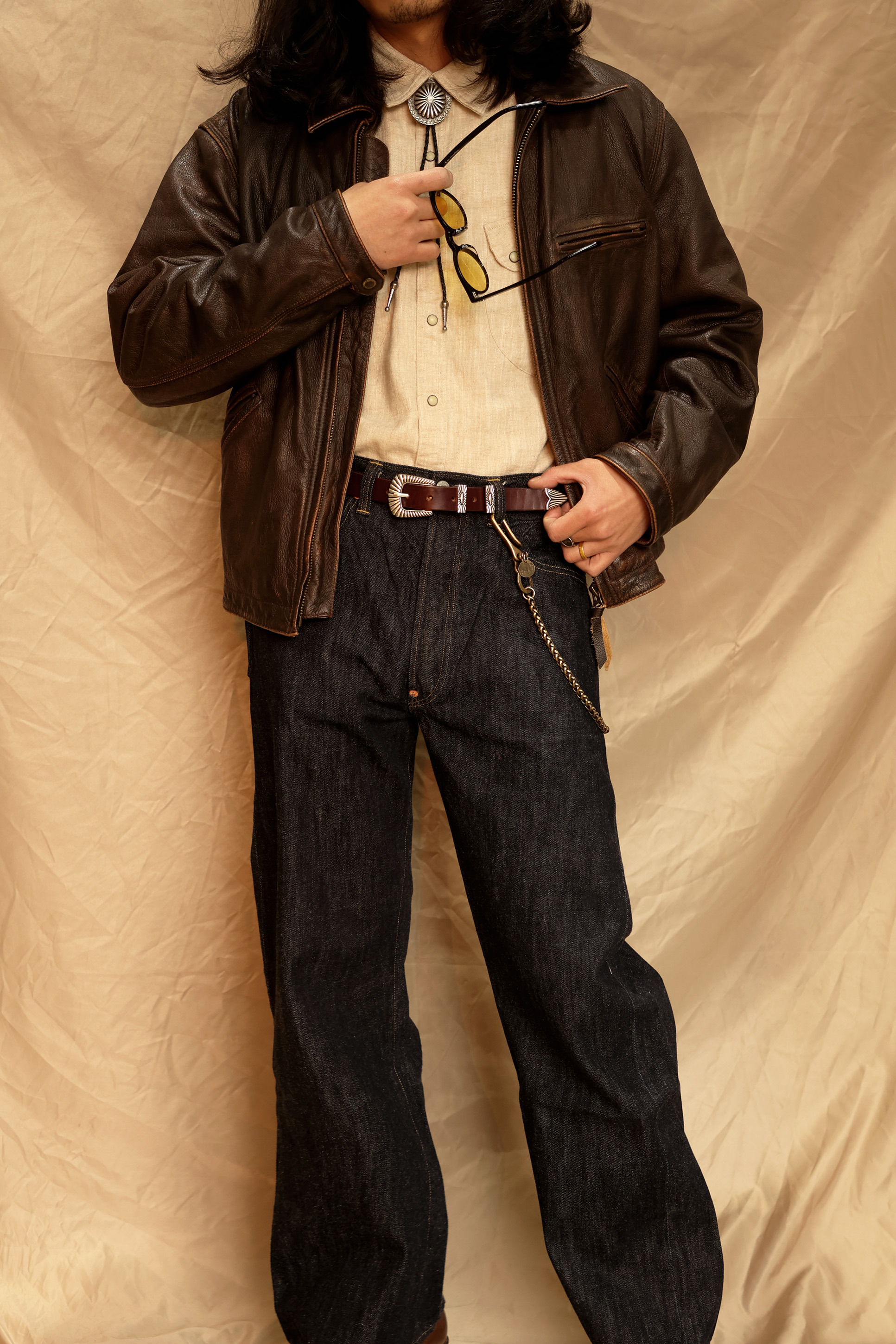 American Horween leather hand-made Silver carved belt - Belts - Genuine Leather Multicolor