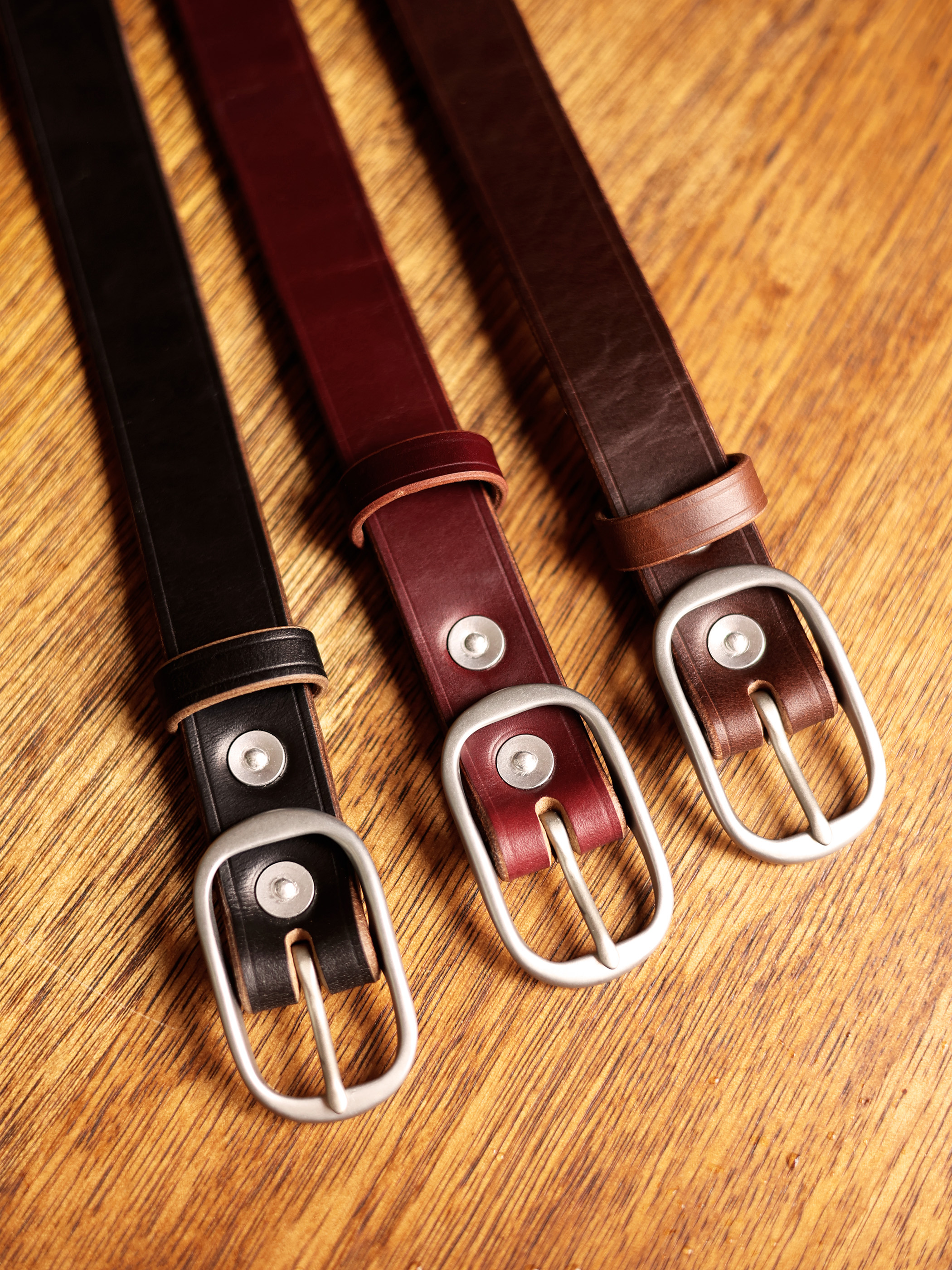 American Horween tea Wax waxed top layer cowhide narrow unisex belt - Belts - Genuine Leather Multicolor