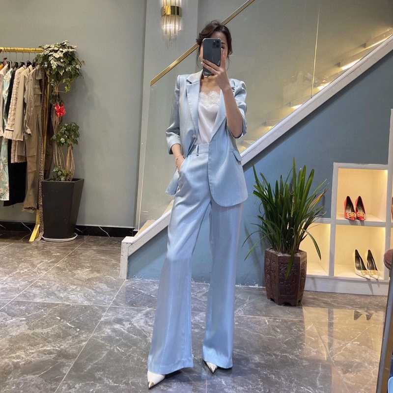 Advanced Senses Suit Suit Women Han Edition 2022 Spring Summer New Acetate Fried Street Career Casual Wide Pants West Suit