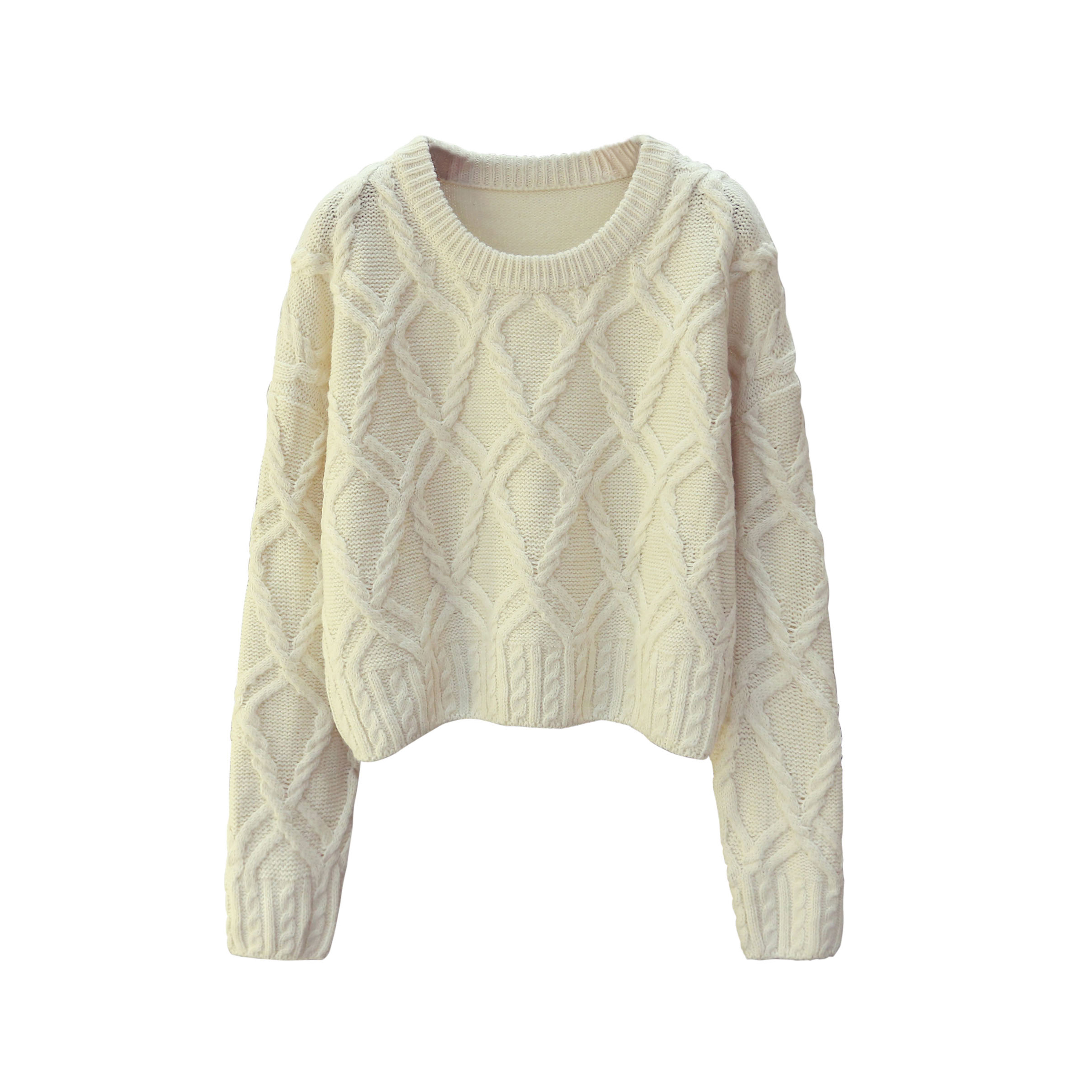 Lazy gió loose-fitting Polka áo len của phụ nữ bộ ngắn mùa thu / mùa đông Pháp retro kim cương dày len đan áo len