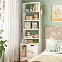 Bedside shelf bookshelf bookcase bookcase integrated wall bedside cabinet bedroom shelf creative White reading High Wood
