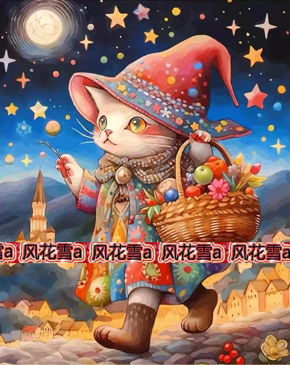 Ultra Clear Colored Cross Stitch Redrawing Drawings Source File Starry Sky Kitten 310390 90-Taobao