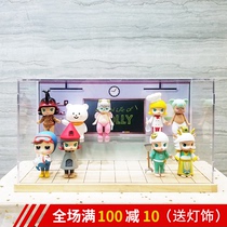 Solid wood Bigi Molly Molly Bubble Matt doll Constellation sports chess Acrylic dustproof box Display box