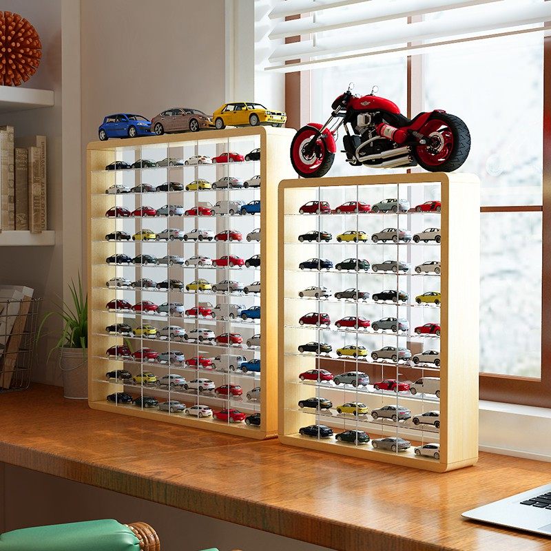 Children's toy car model display stand Solid wood car storage box Domeca alloy Hot Wheels tomy card
