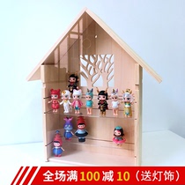 POPMART bubble matt solid wood villa display box Molly doll Beqi four-layer transparent storage box