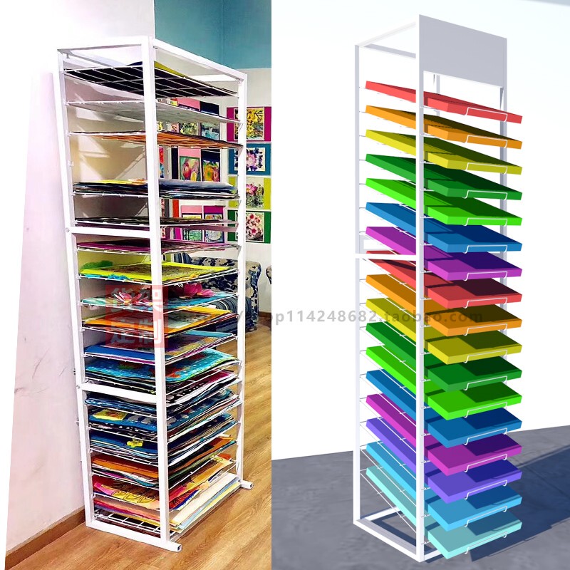 Multi-Layer 4K Cardboard Storage Rack for Art Studio, Kindergarten Storage Rack, A4 Paper Shelf, Stationery Store Inclined Cardboard Rack