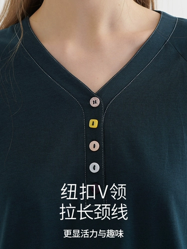 Весенние женские летние пижамы из хлопка Tencel Lyocell, новинка 2025 года, с короткими рукавами и v-образным вырезом, можно носить вне дома, тонкий стильный костюм