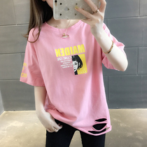 2021 new spring loose short ins tide T-shirt women cotton shirt short sleeve summer Korean version of Joker