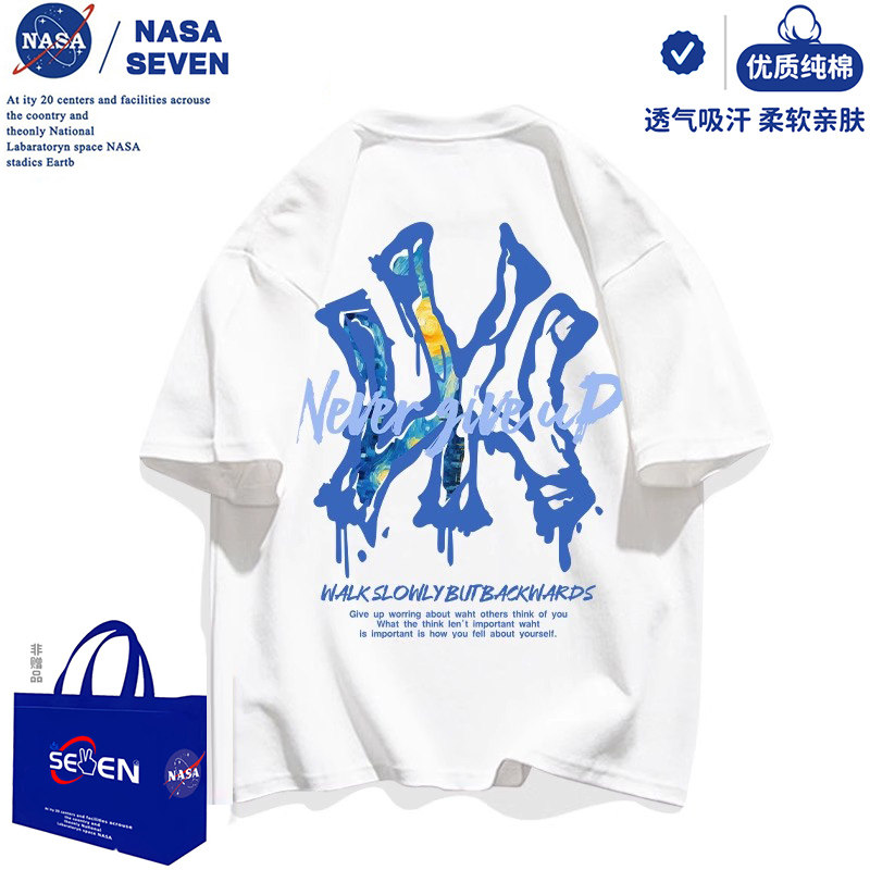 Футболка с короткими рукавами для мальчиков под совместным брендом NASA, лето 2025, новый модный бренд, модная детская одежда для детей среднего возраста из чистого хлопка
