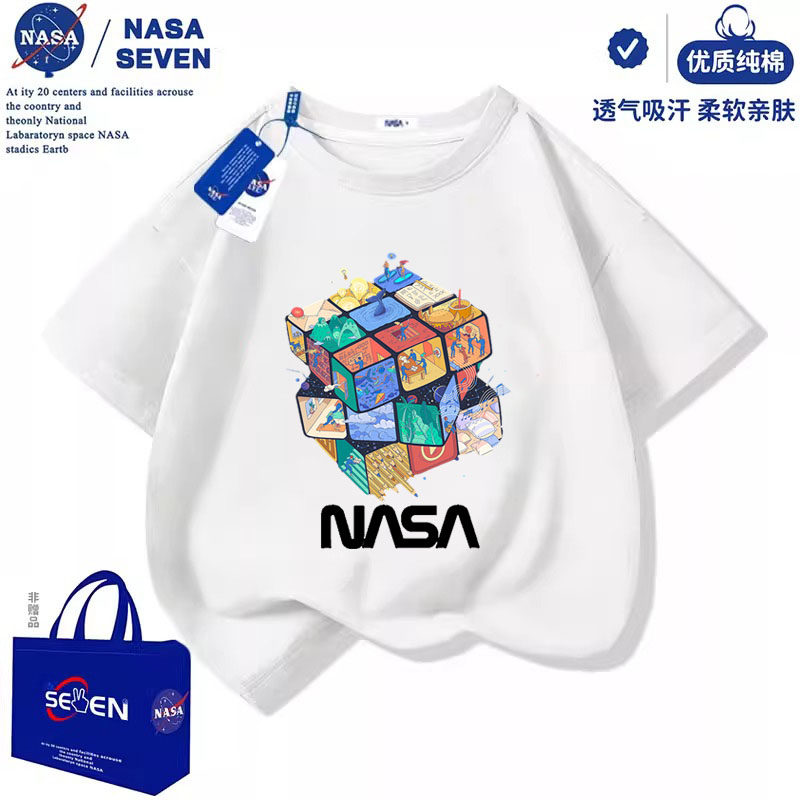 Детская одежда под общим брендом NASA, футболка с короткими рукавами для мальчиков, лето 2025, новая хлопковая детская одежда для больших детей, летняя одежда для мальчиков