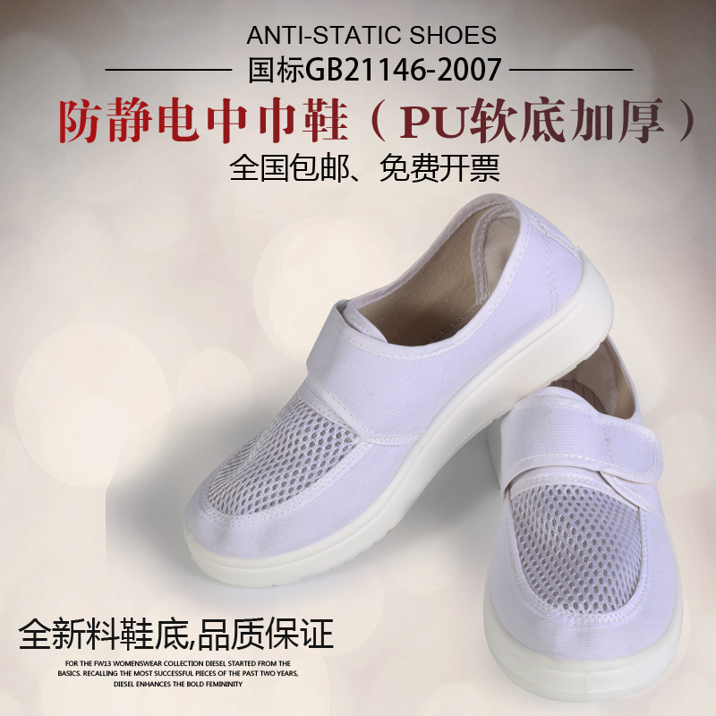 White Canvas Mesh Shoes Dust-free Antistatic Shoe Mesh Surface Soft Bottom Thickened Factory Workshop Dust Clean Shoes Summer