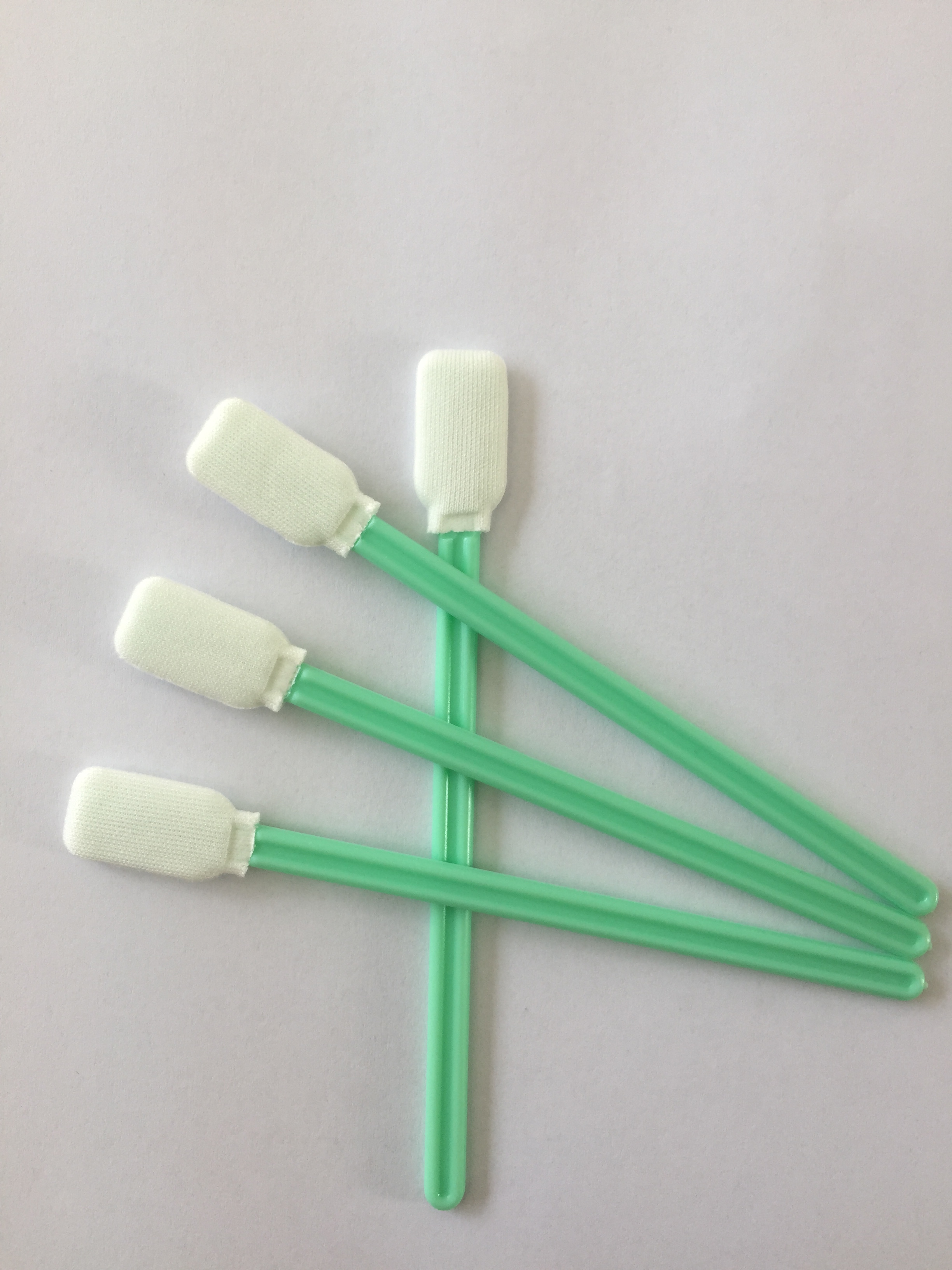 Dust-free cloth head cotton swab wide head green plastic rod Industrial cotton swab Dust-free purification cotton swab flat head 100 pcs