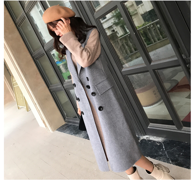Mùa thu và mùa đông mới cao cấp 100% len nguyên chất áo len hai mặt áo len nữ dài tay áo thời trang măng tô nữ