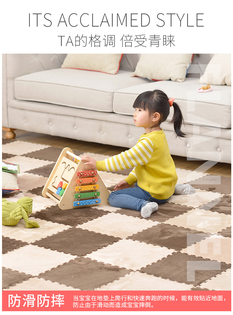 Mua 10 tặng 2 phòng khách Mingde phòng ngủ flannel khảm thảm xốp khâu thảm sang trọng đầy đủ thảm trải ghế sofa