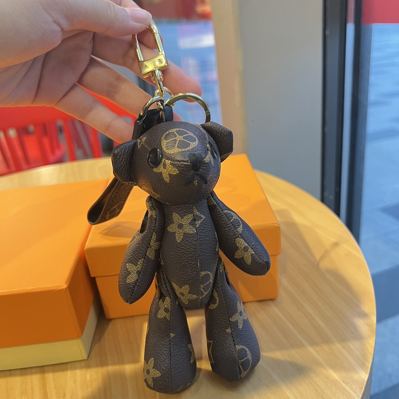 Suitable for Lv Unboxing Accessories, Monogram Bear Keychain, Cute Creative Car Key Holder, High-End Men's Bag Pendant