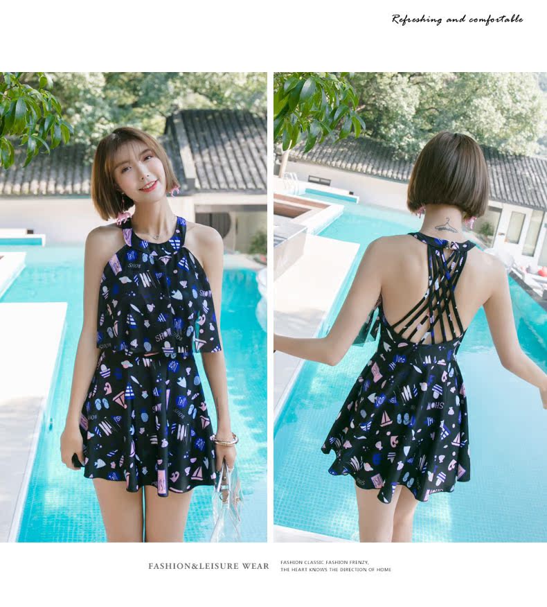 Đồ bơi mới nữ bảo thủ mùa xuân nóng bỏng che bụng mỏng chia váy thép tấm ngực nhỏ tập hợp đồ bơi Hàn Quốc gợi cảm - Bộ đồ bơi hai mảnh bikini 2 mảnh màu hồng