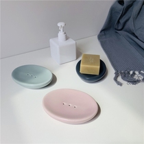 Nordic ins style Morandi color simple simple ceramic solid color soap box soap tray soap holder with drain mouth