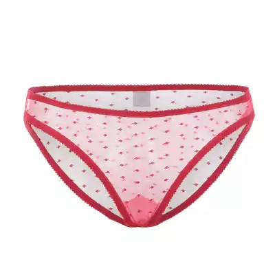 Popular underwear ladies sexy ultra-thin perspective sex net material solid color red low waist triangle breathable festive safety pants