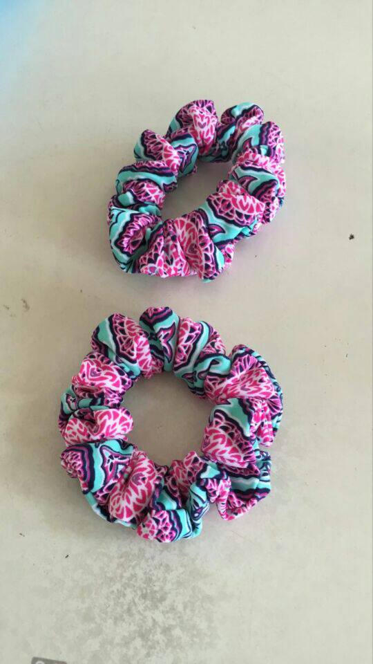 Simple temperament tie hair head flower print solid color jewelry cute little fresh hair rope tied ponytail headdress headband