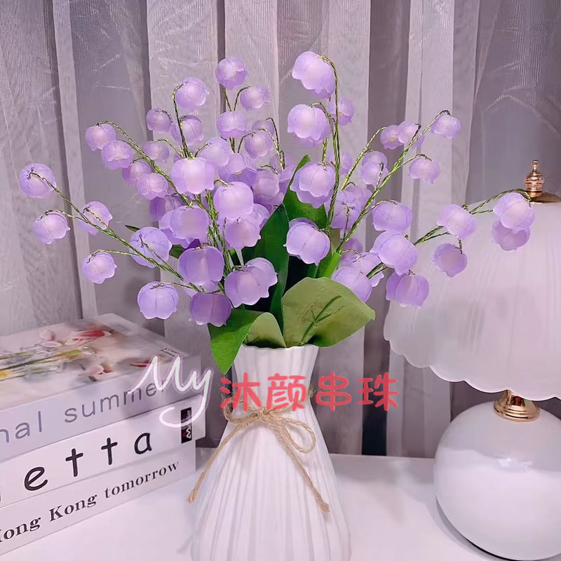 Perfume Lily of the Valley Material Kit DIY Handmade New Year Ornaments Home Decoration Artificial Flowers with Anti-Fall Vase