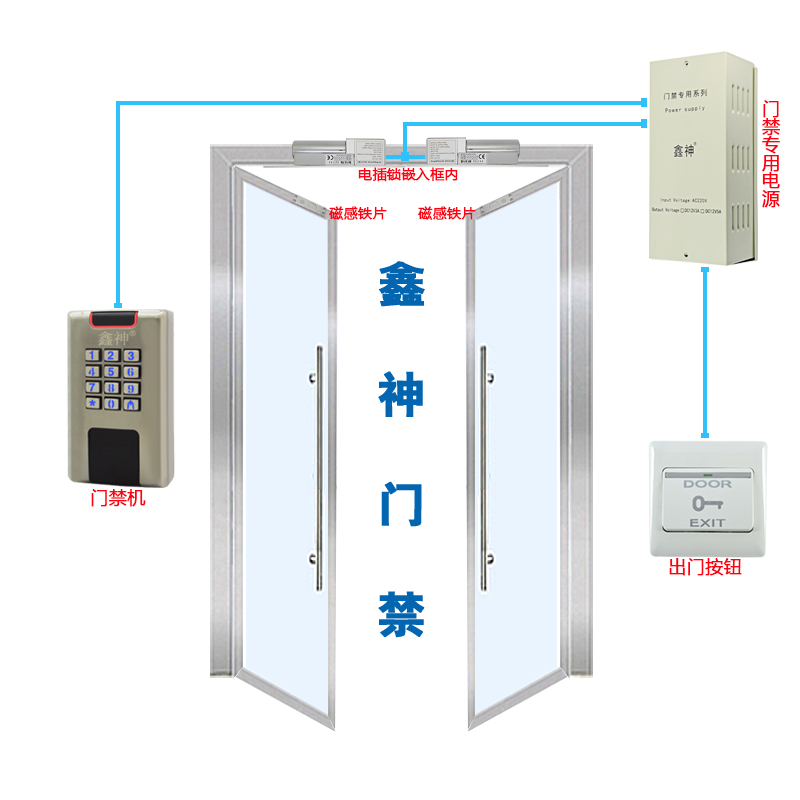 With Frame Glass Door Access Lock Magnetic Lock Magnetic Lock Magnetic Lock Access Control Suit Office Password Access Control Metal Door Fasting