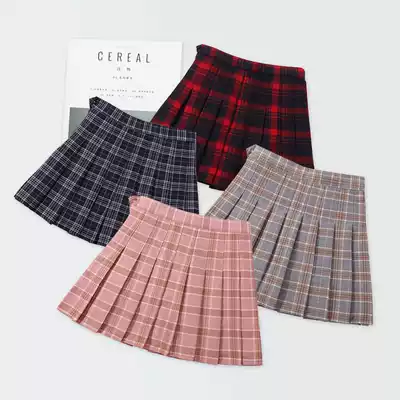Girls Skirt 2021 Spring and Autumn New Children's Plaid Short Skirt Middle School Style Pleated Skirt Dress